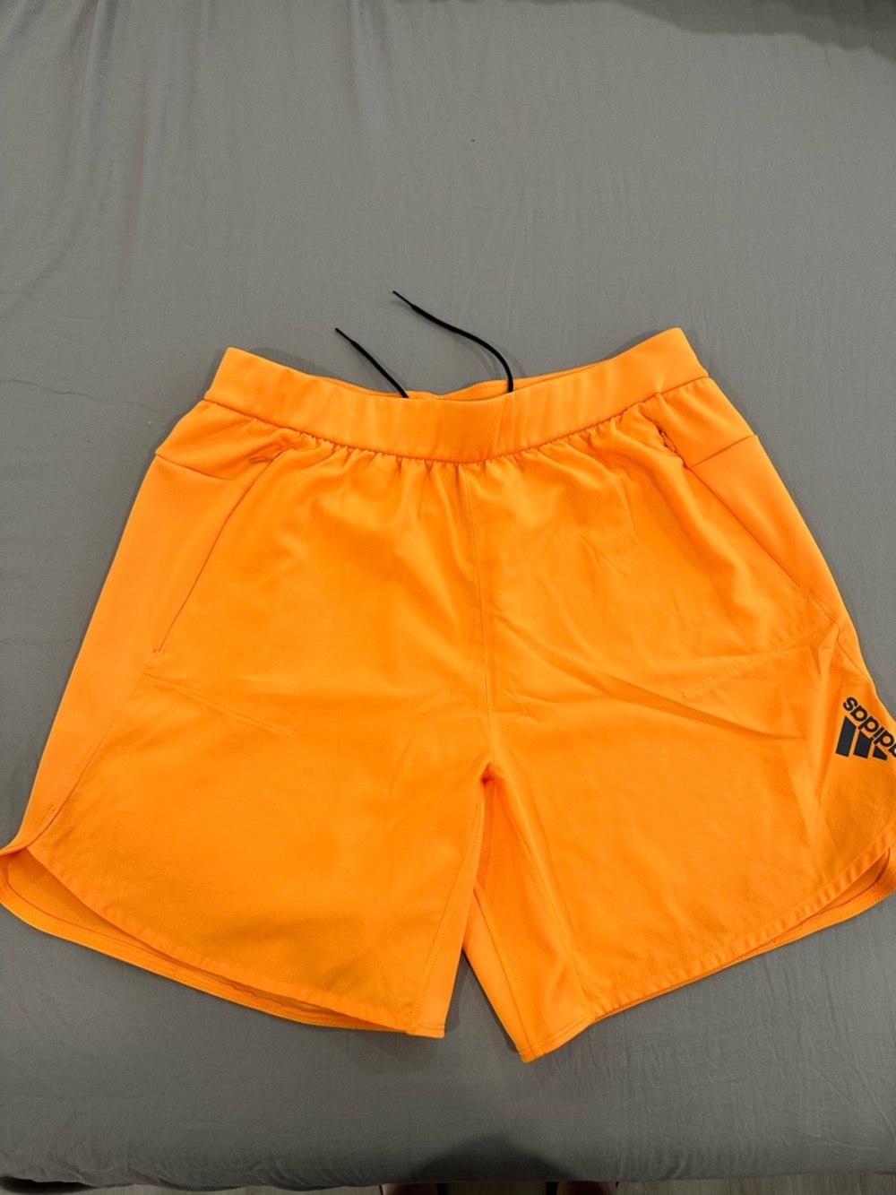 adidas Bright Neon Orange Men's Athletic Shorts with Side Pockets